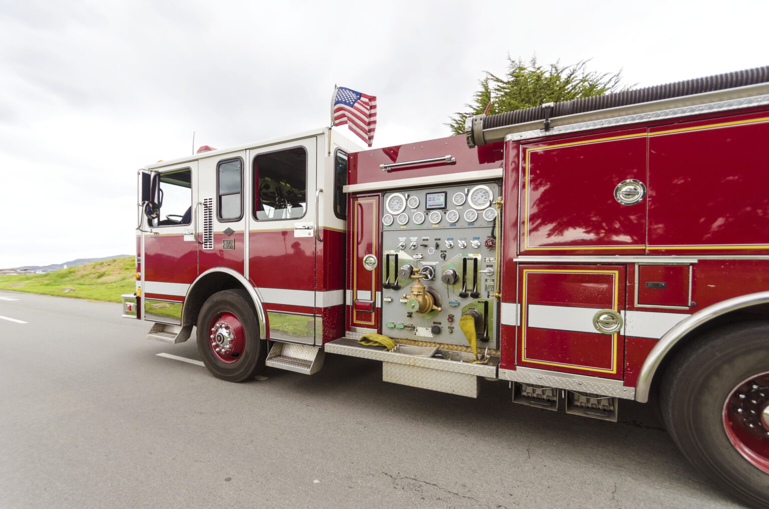 Pedestrian struck and killed by firetruck in Long Beach.