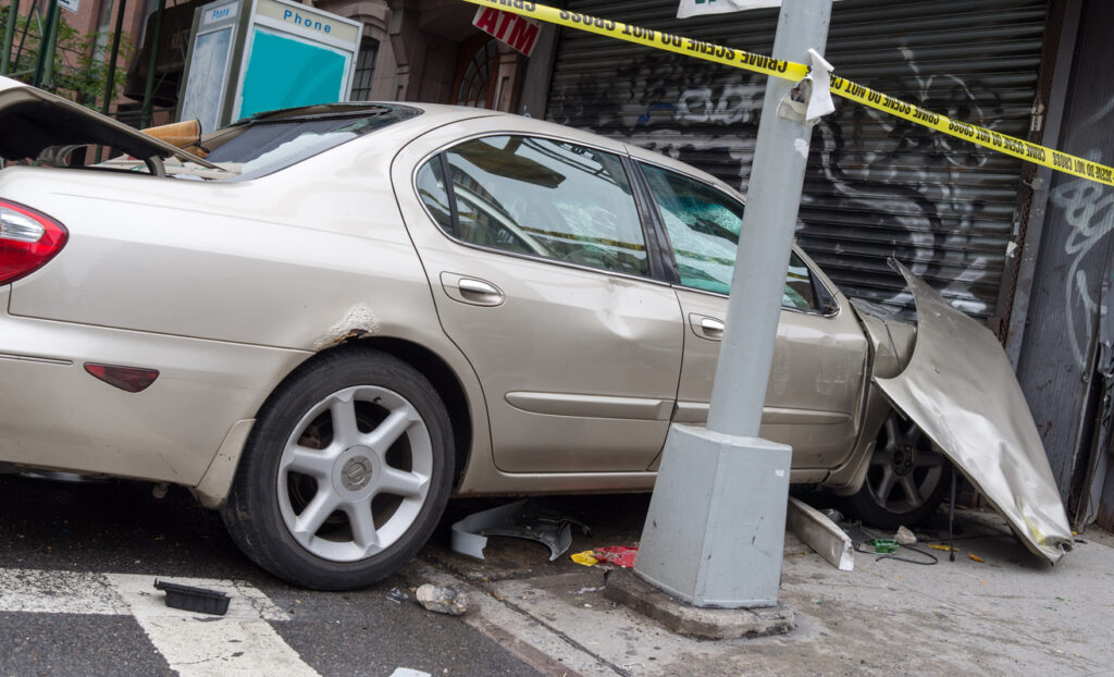 Two people were injured in a Washington Boulevard building crash in Los Angeles. A San Bernardino County Officer and K-9 unit were involved.