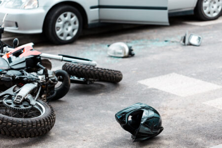 A motorcyclist was injured when his motorcycle and a bus crashed in a Riverside (91) Freeway crash in Riverside.