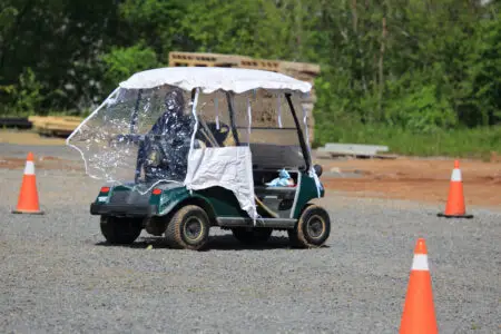 A man was injured when his golf cart collided with a Toyota Tundra in a San Vicente Road collision in Ramona.